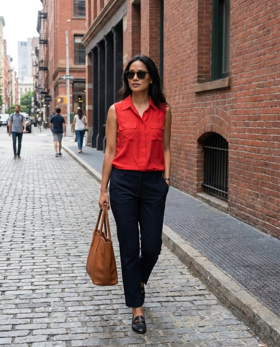 Equipment Femme 100% Silk Sleeveless Button-Front Blouse in Red - photo 5