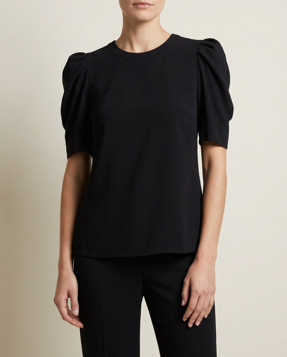A.L.C. Black Puff-Sleeve Blouse in 63% Triacetate / 37% Polyester - photo 5