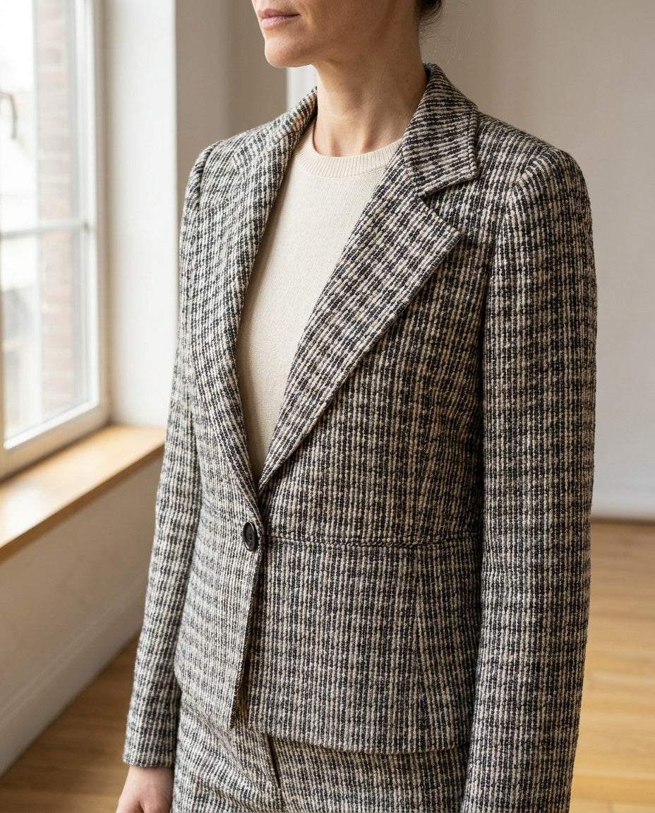 Armani Collezioni Cropped Tweed Blazer with Houndstooth Check - photo 5