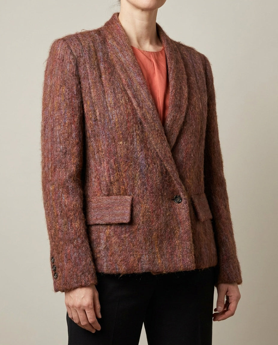 1970s Fuzzy Mohair-Blend Shawl Collar Blazer - photo 4