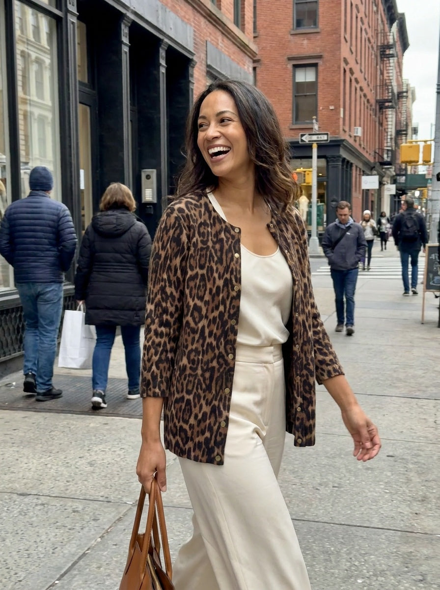 Doncaster Collection Leopard Print Cashmere Cardigan - photo 5