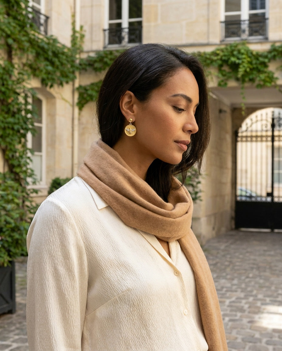 Susan Shaw Gold-Tone Coin Drop Earrings with Silver Bee Motif - photo 5