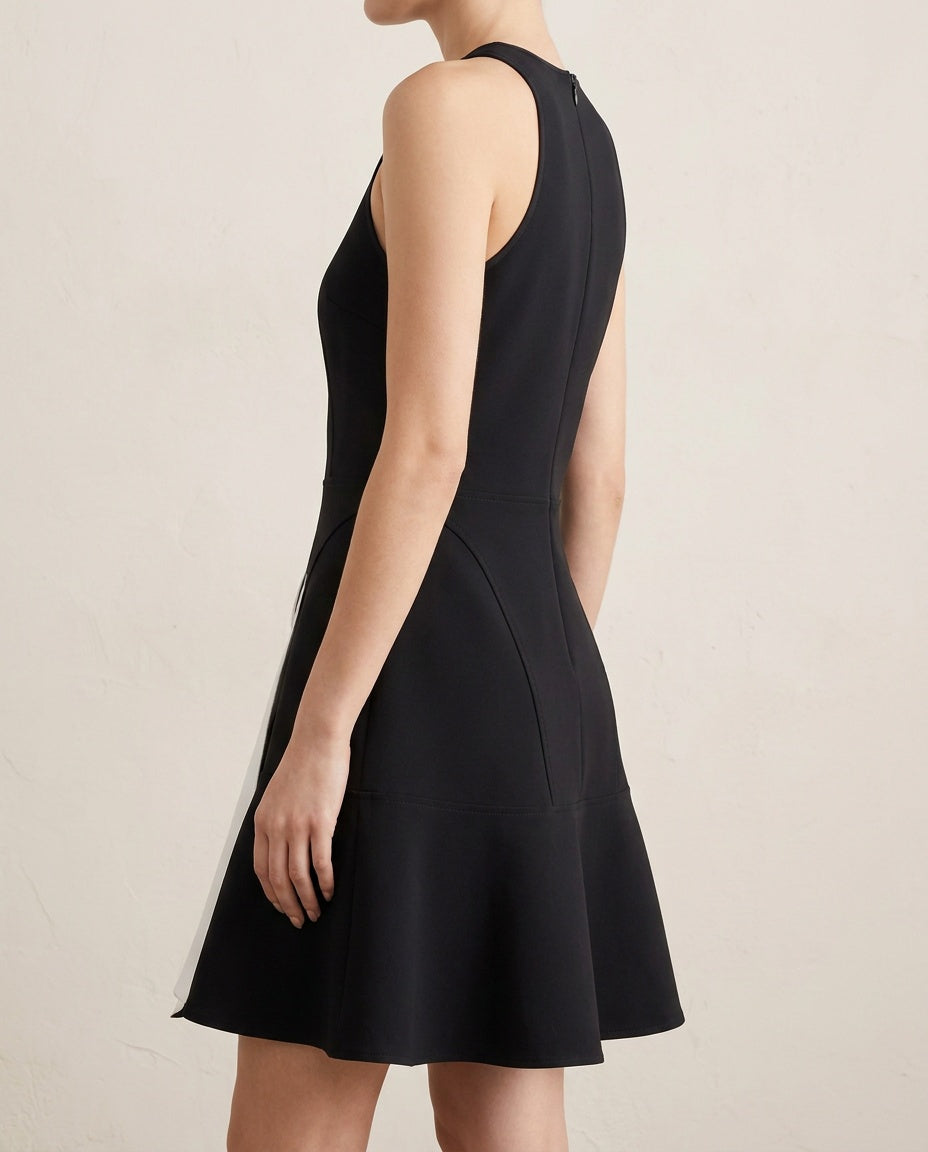 Theory Black Fit-and-Flare Mini Dress with Bonded Double Crepe Fabric - photo 5