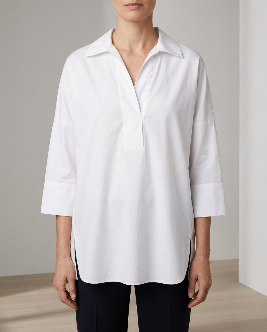 Akris Punto White Cotton Pullover Blouse - photo 5