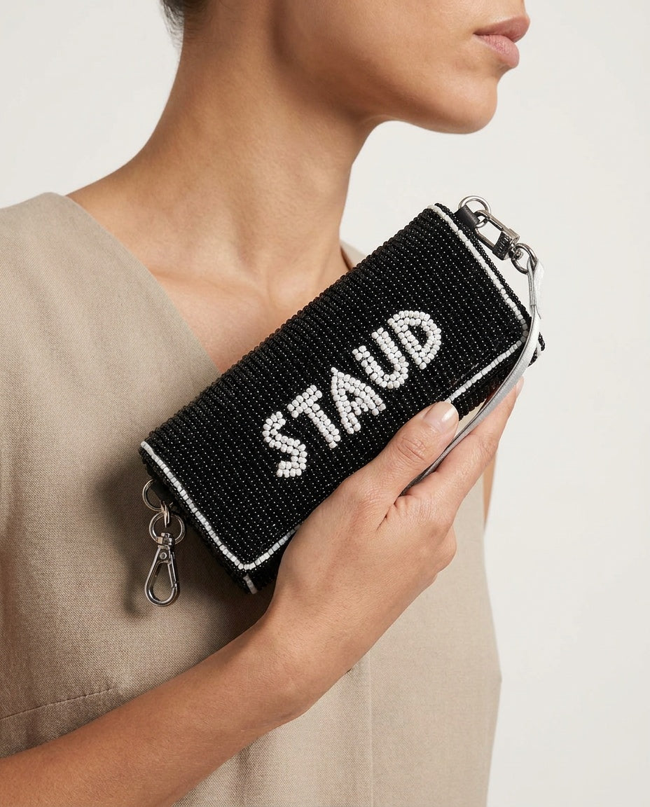 STAUD Beaded Clutch with Mirror and Silver Hardware - photo 4