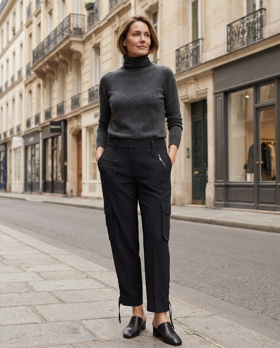 Caché Black Cargo Trousers - 95% Polyester / 5% Spandex - photo 5