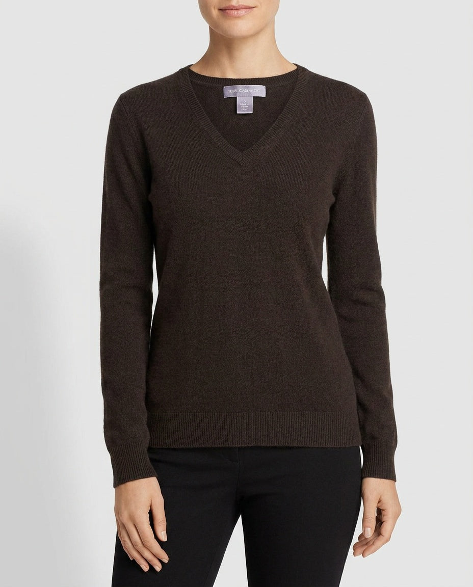 Charter Club Dark Brown V-Neck Cashmere Pullover Sweater Size S - photo 5