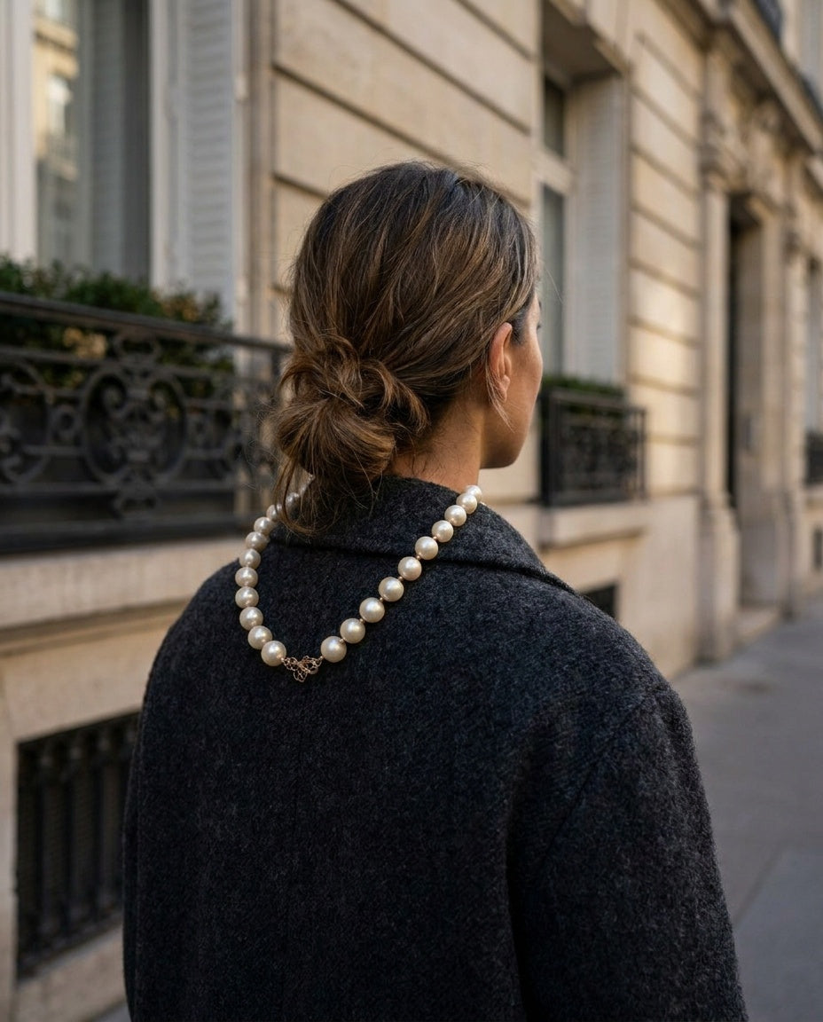 Vintage Cream Pearl Beaded Necklace with Gold-Tone Clasp - photo 4