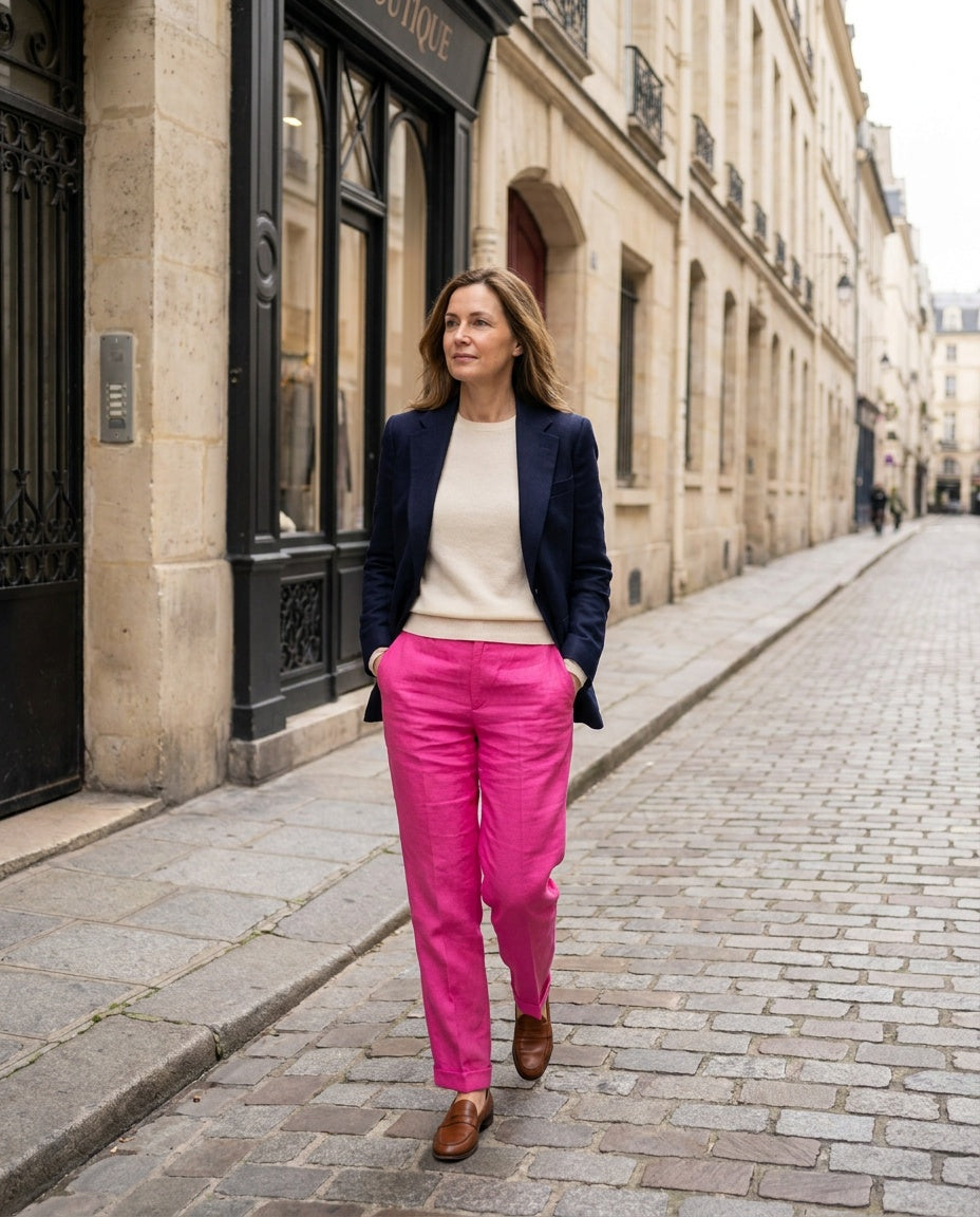 Ralph Lauren Sport Hot Pink Fuchsia Linen Straight-Leg Trousers - photo 5