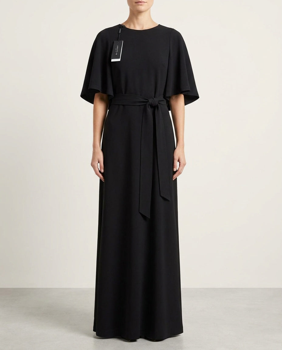 Lafayette 148 New York Black Belted Cape-Overlay Maxi Dress - photo 5
