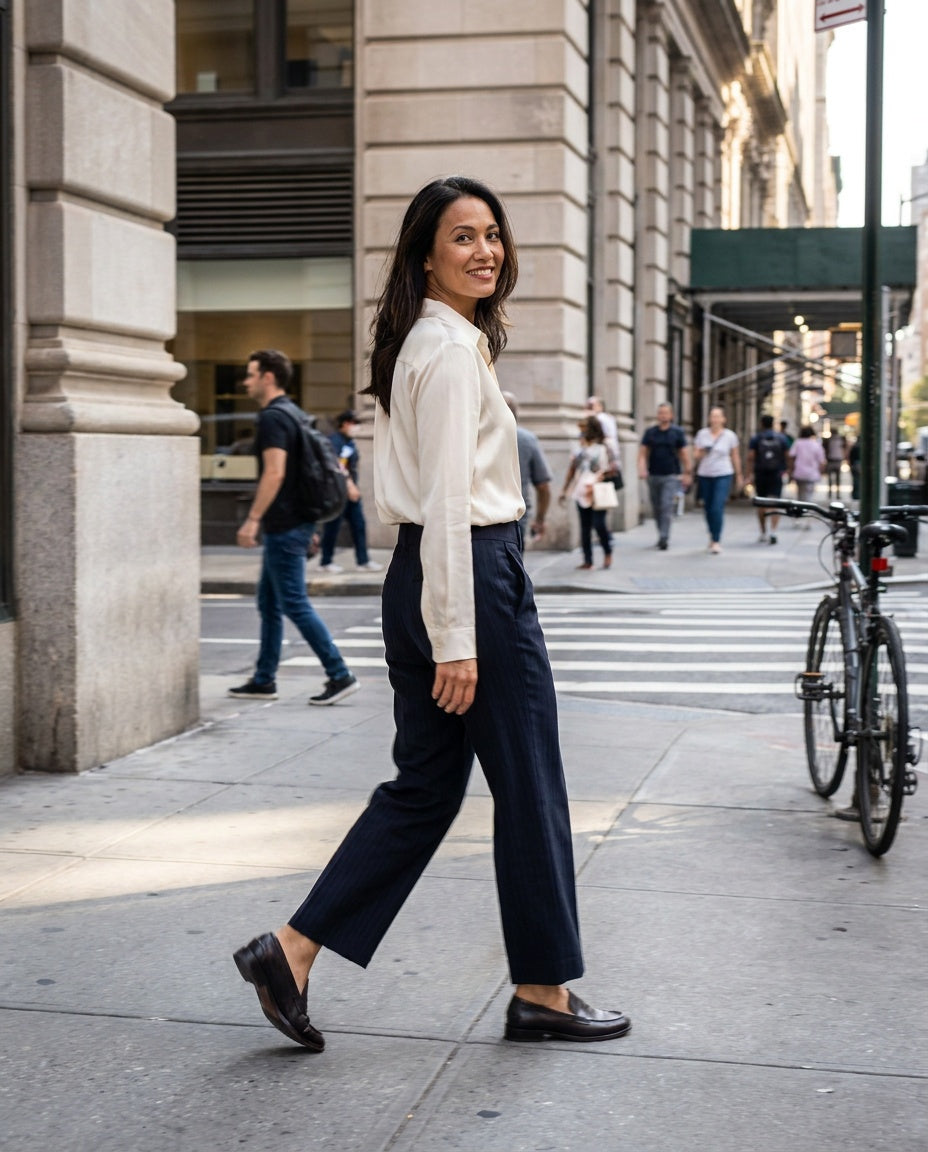 Marni Navy Tonal Pinstripe Wide-Leg Cropped Trousers - photo 5
