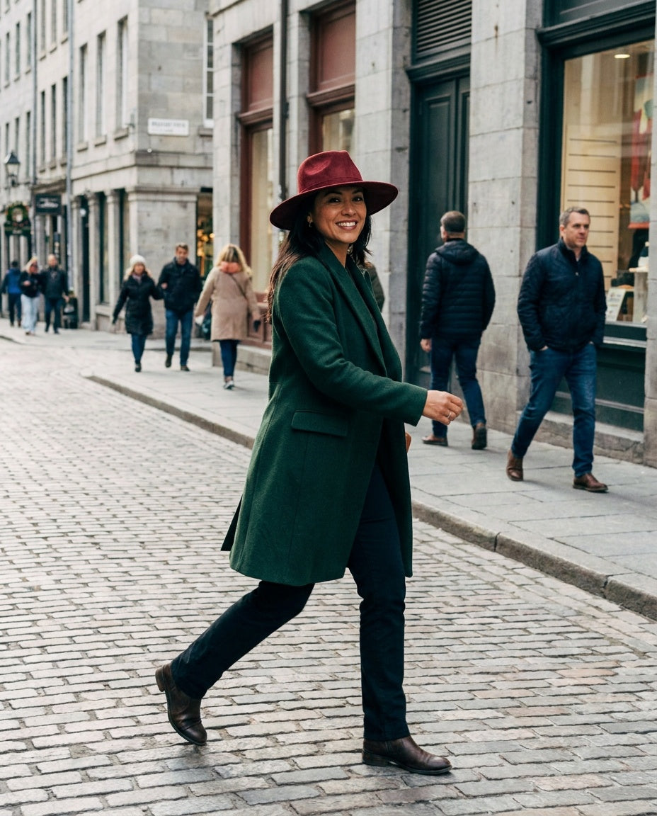 MX Wide-Brim Fedora Hat in Burgundy Suede - photo 3