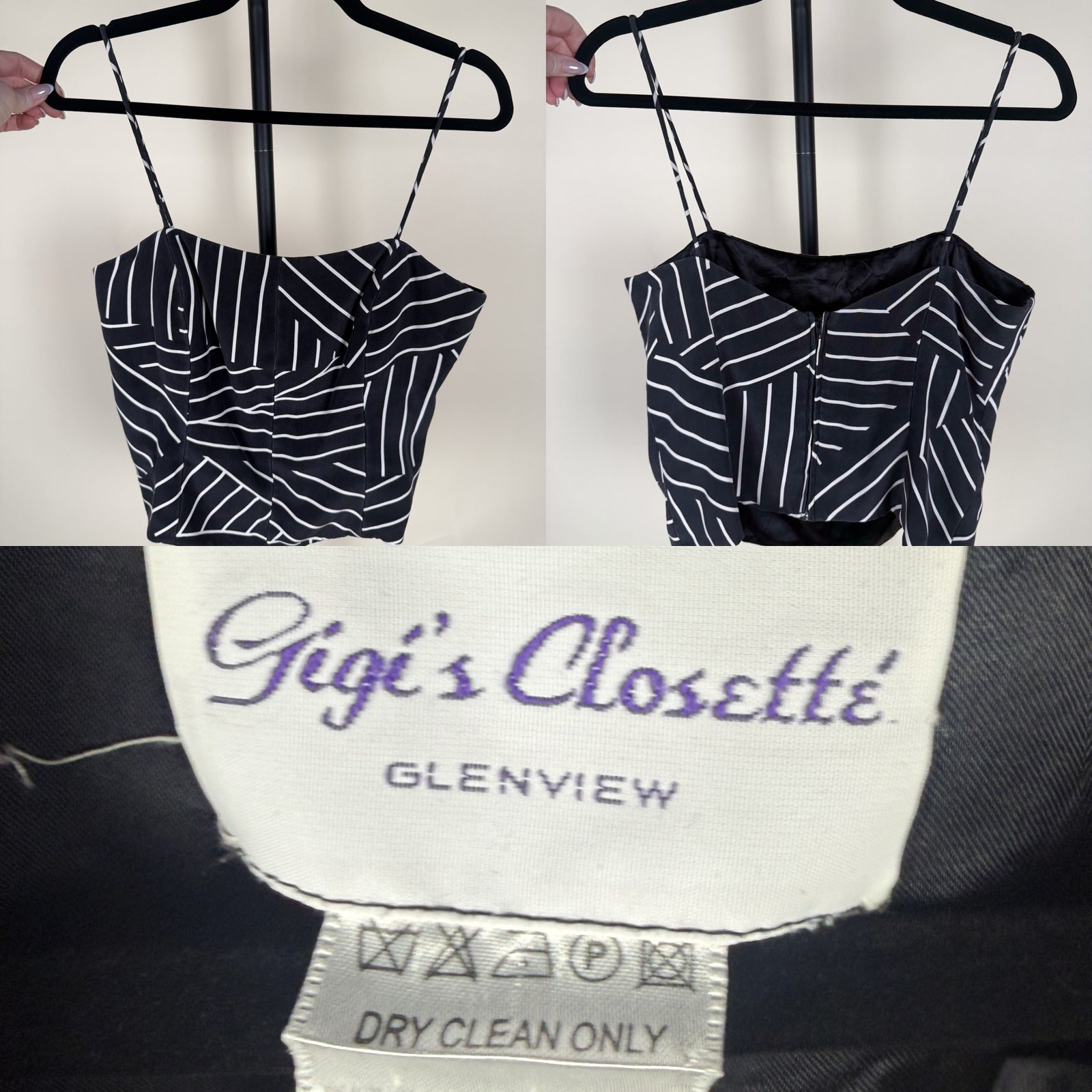 Gigi's Closette Structured Crop Camisole with Engineered Mitered Stripe - photo 5