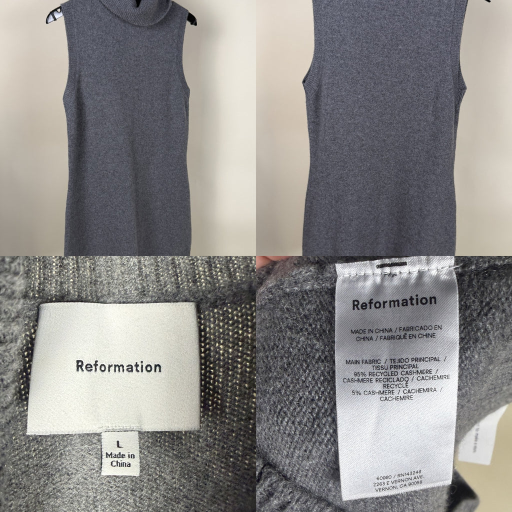 Reformation Sleeveless Turtleneck Knit Top in Heather Grey - photo 6