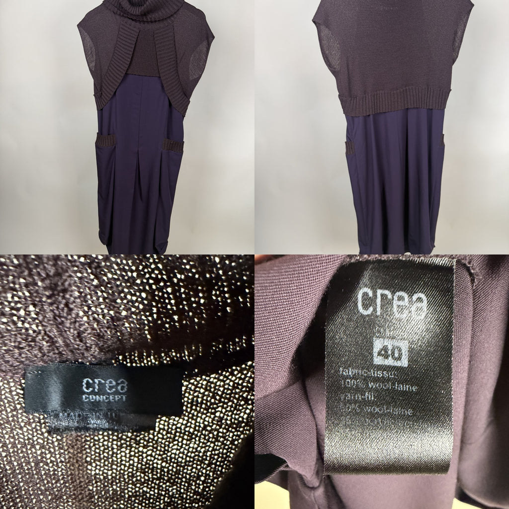 Crea Concept Deep Purple Mixed-Media Turtleneck Dress - photo 6