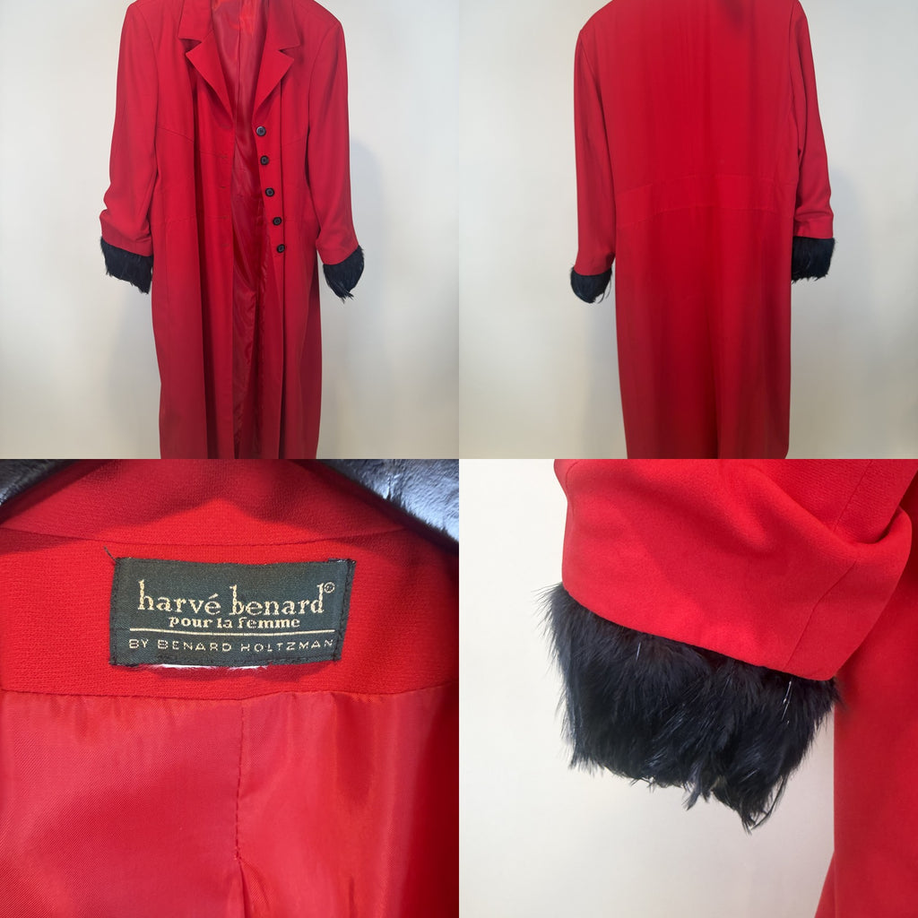 Harve Benard Long Red Coat with Fur-Trim Cuffs - photo 6
