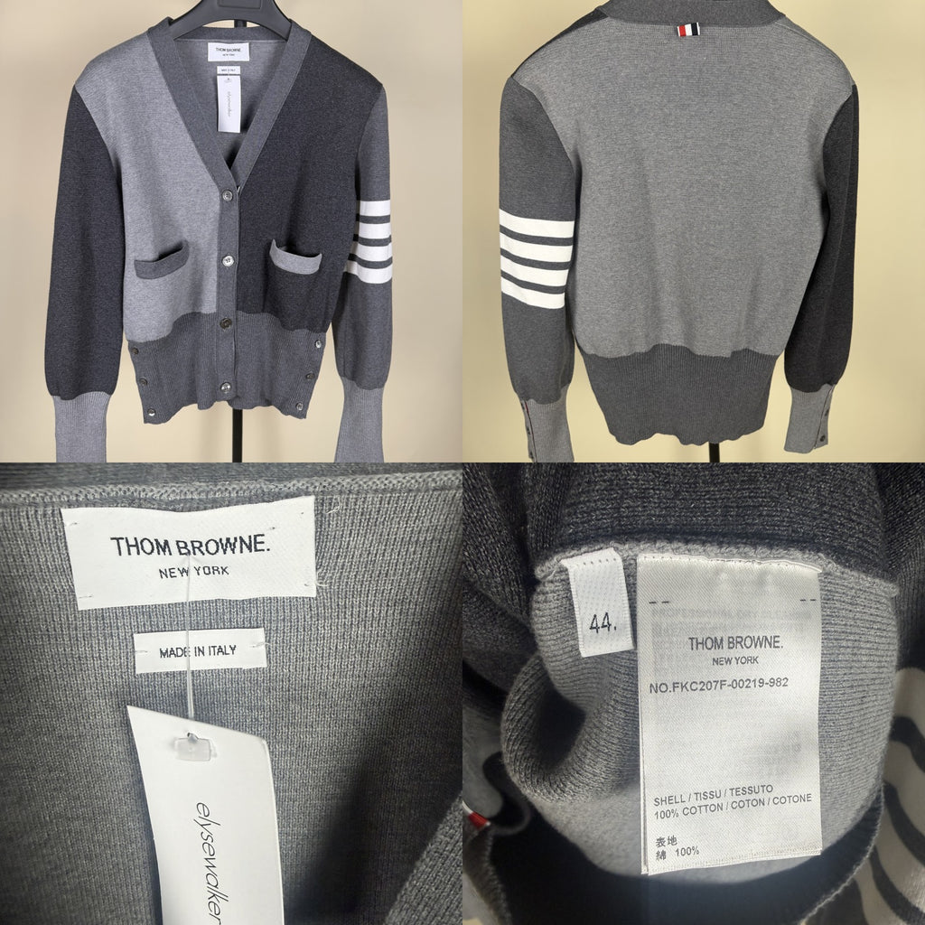 Thom Browne Colorblock Knit Cardigan with 4-Bar Stripe - 100% Cotton - photo 5