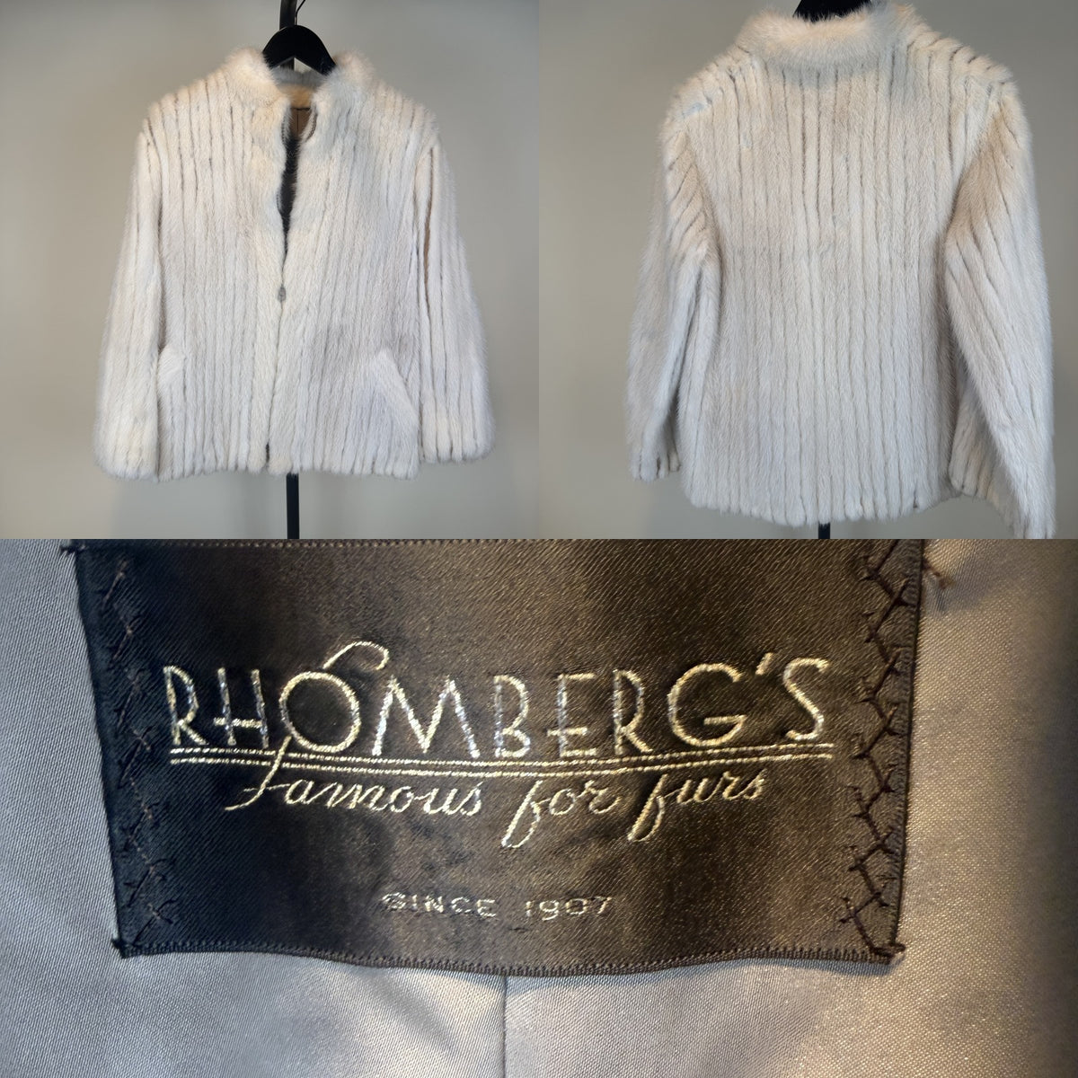 Rhomberg's Short Fur Jacket with Horizontal Banded Strips and Stand Collar - photo 6
