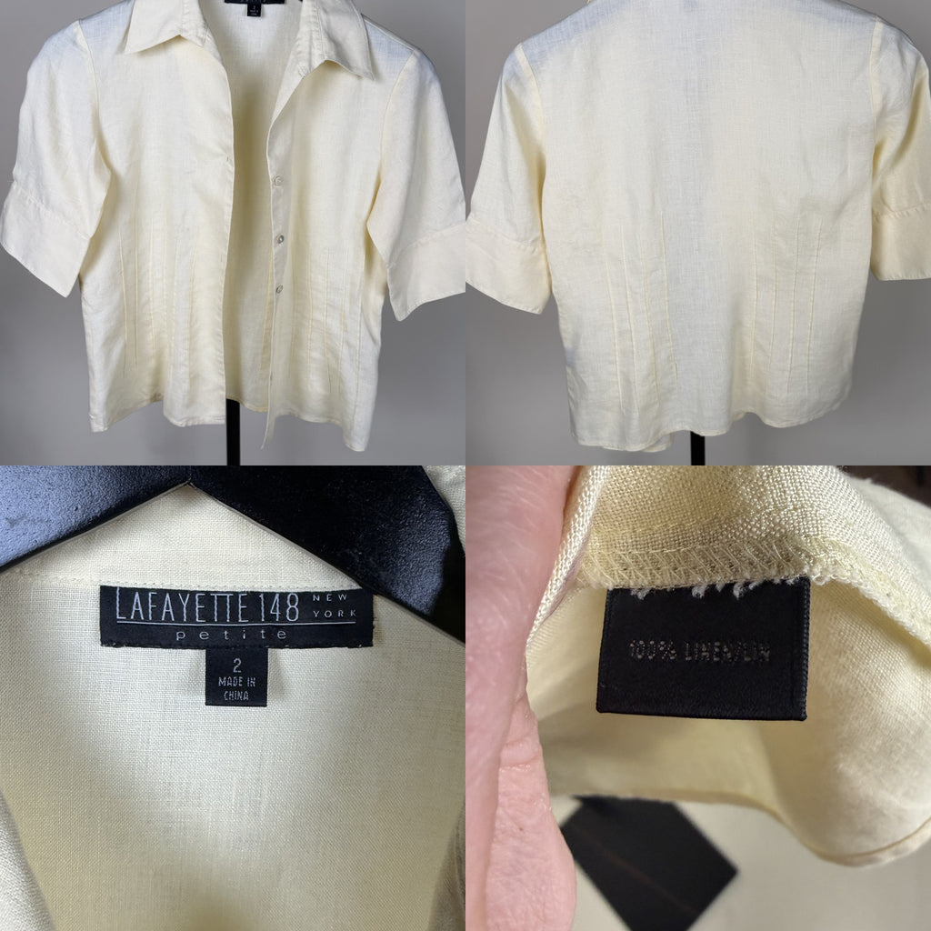 Lafayette 148 New York Petite 100% Linen Short-Sleeve Button-Front Shirt - photo 6