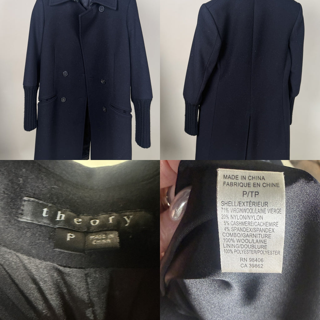 Theory Double-Breasted Wool-Cashmere Blend Coat with Ribbed Knit Cuffs - photo 6