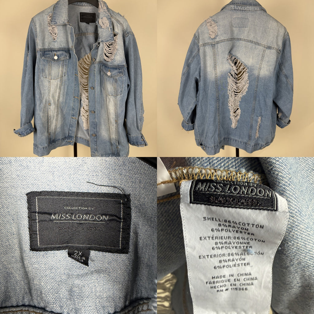 Oversized Distressed Denim Jacket by Collection by Miss London - 2X - photo 6