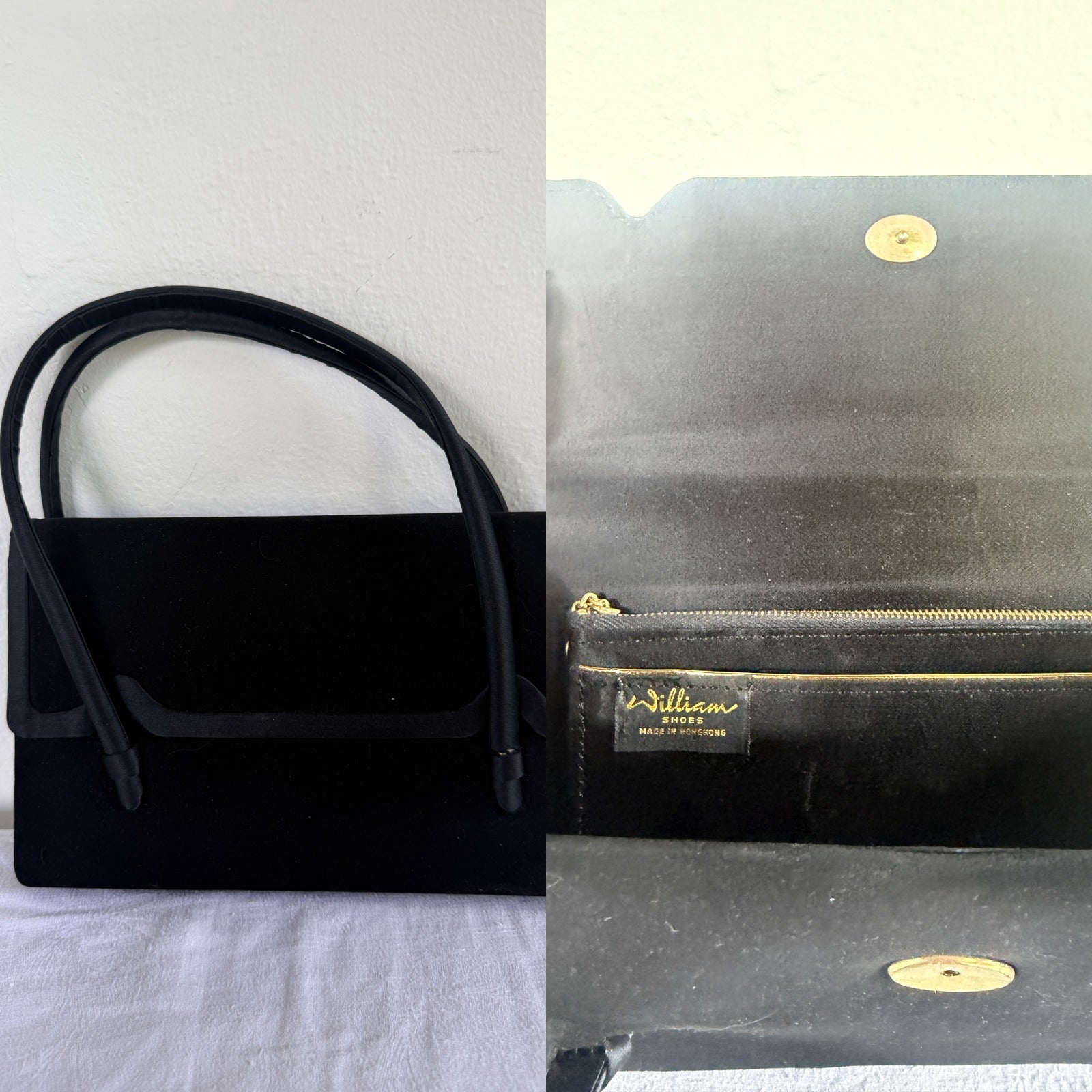 William Shoes Black Napped Velvet Structured Handbag - photo 5