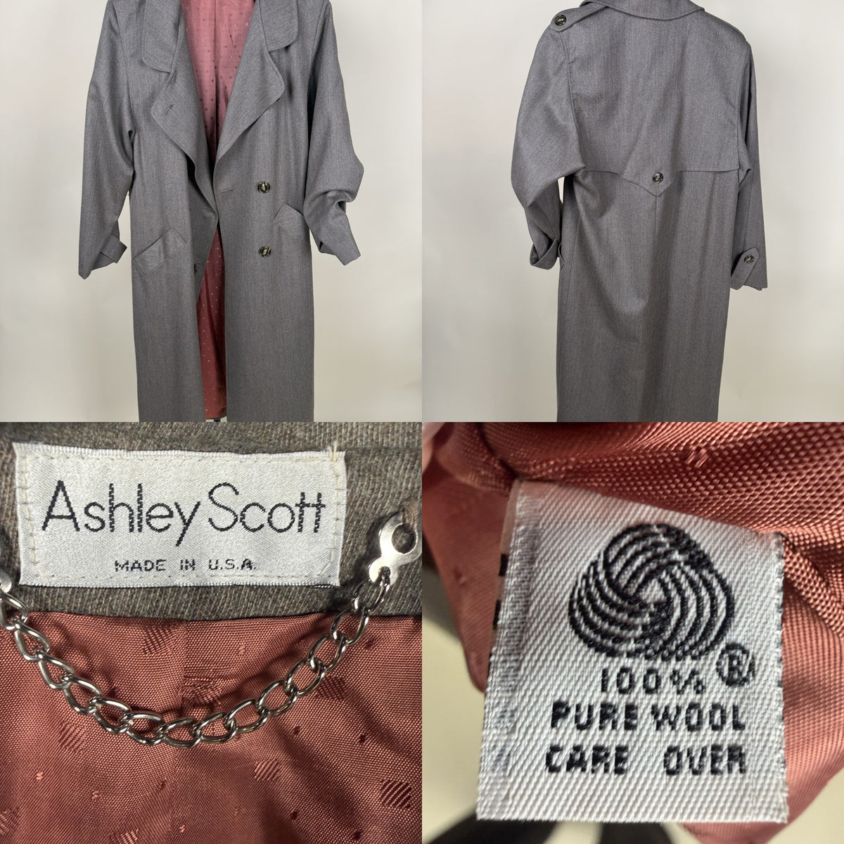 Ashley Scott Double-Breasted Wool Overcoat with Dusty Rose Jacquard Lining - photo 6