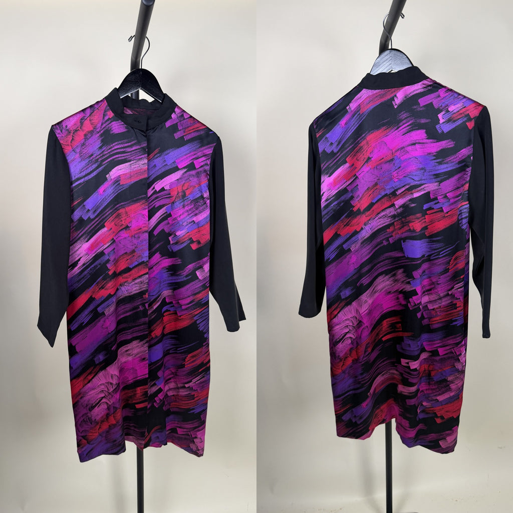Abstract Brushstroke Print Long-Sleeve Tunic Dress - photo 5