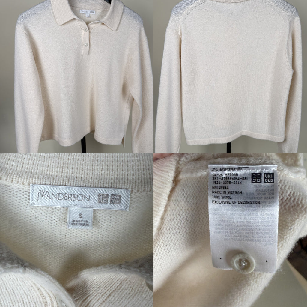 JW Anderson x UNIQLO Cream Wool Polo-Neck Knit Sweater - photo 6