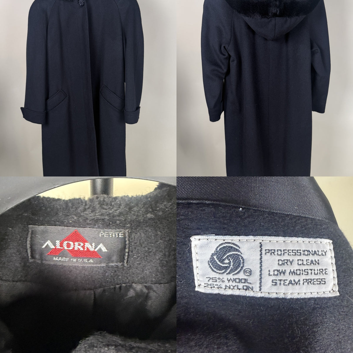 ALORNA Hooded Wool-Nylon Overcoat with Faux Fur Trim - photo 6