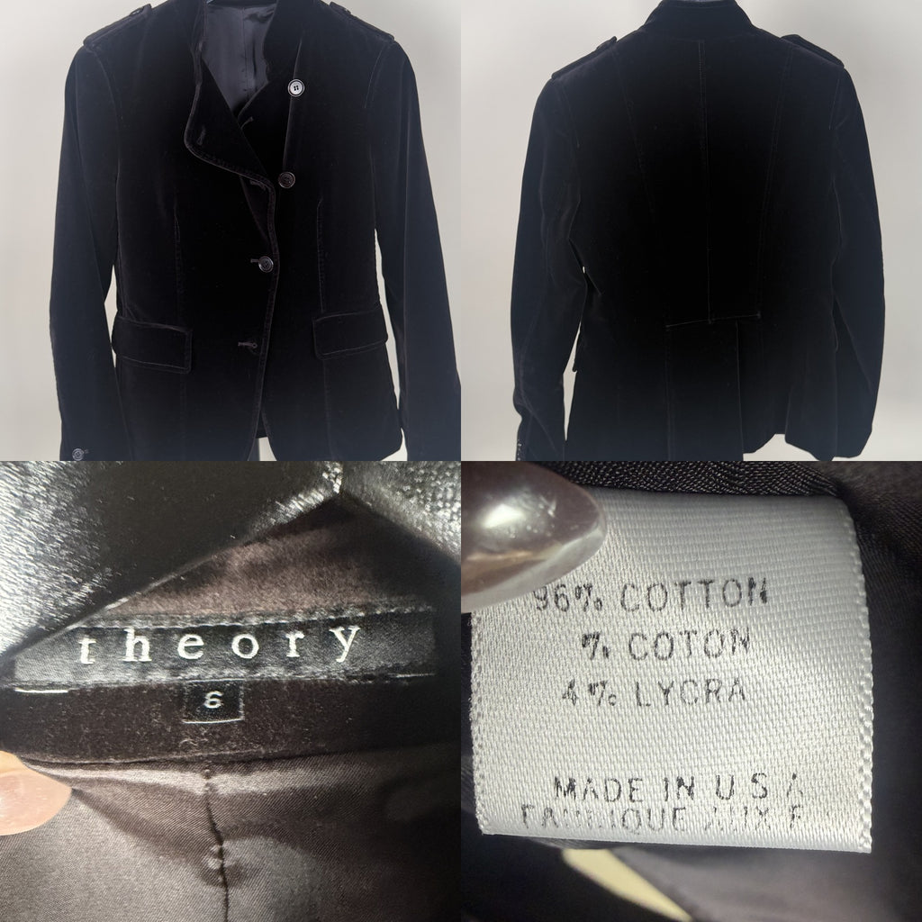 Theory Black Velvet Military-Style Blazer - photo 6