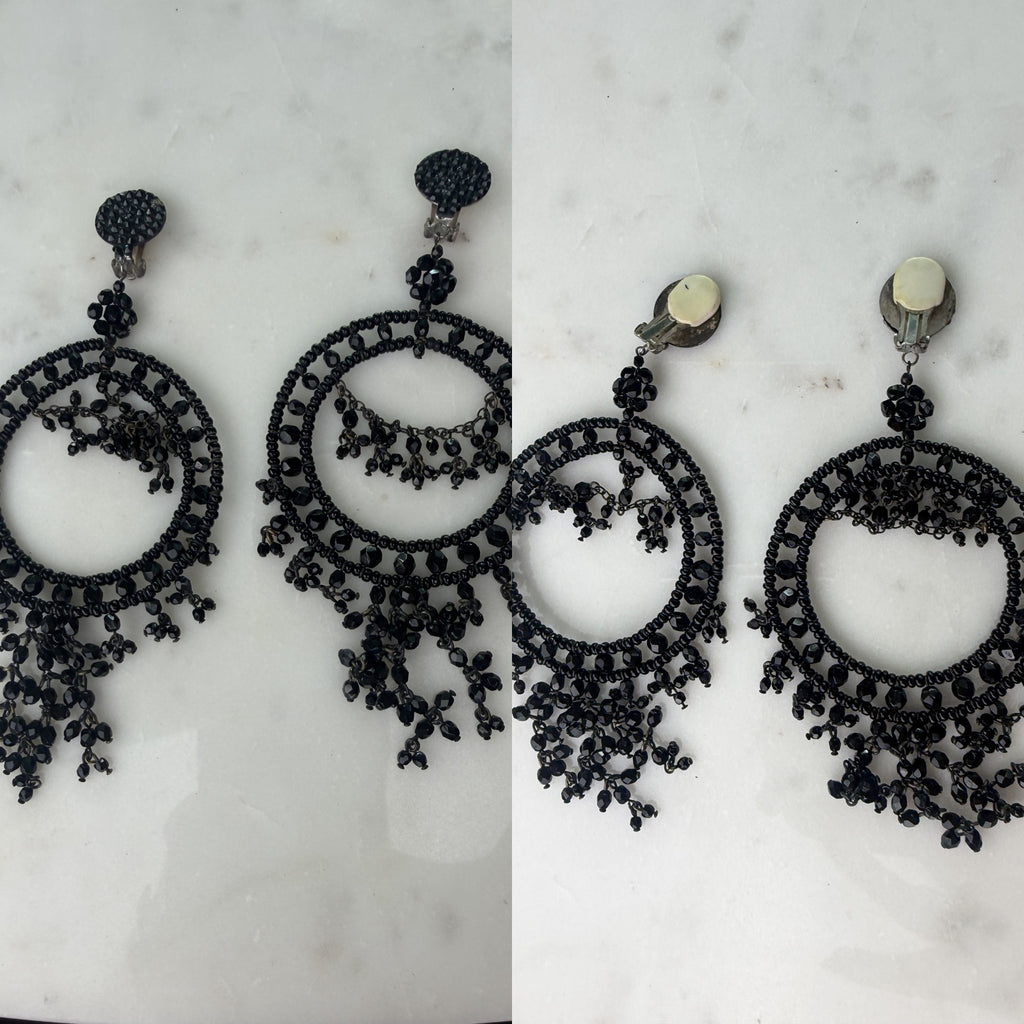 Black and Gunmetal Chandelier Clip-On Earrings - photo 5