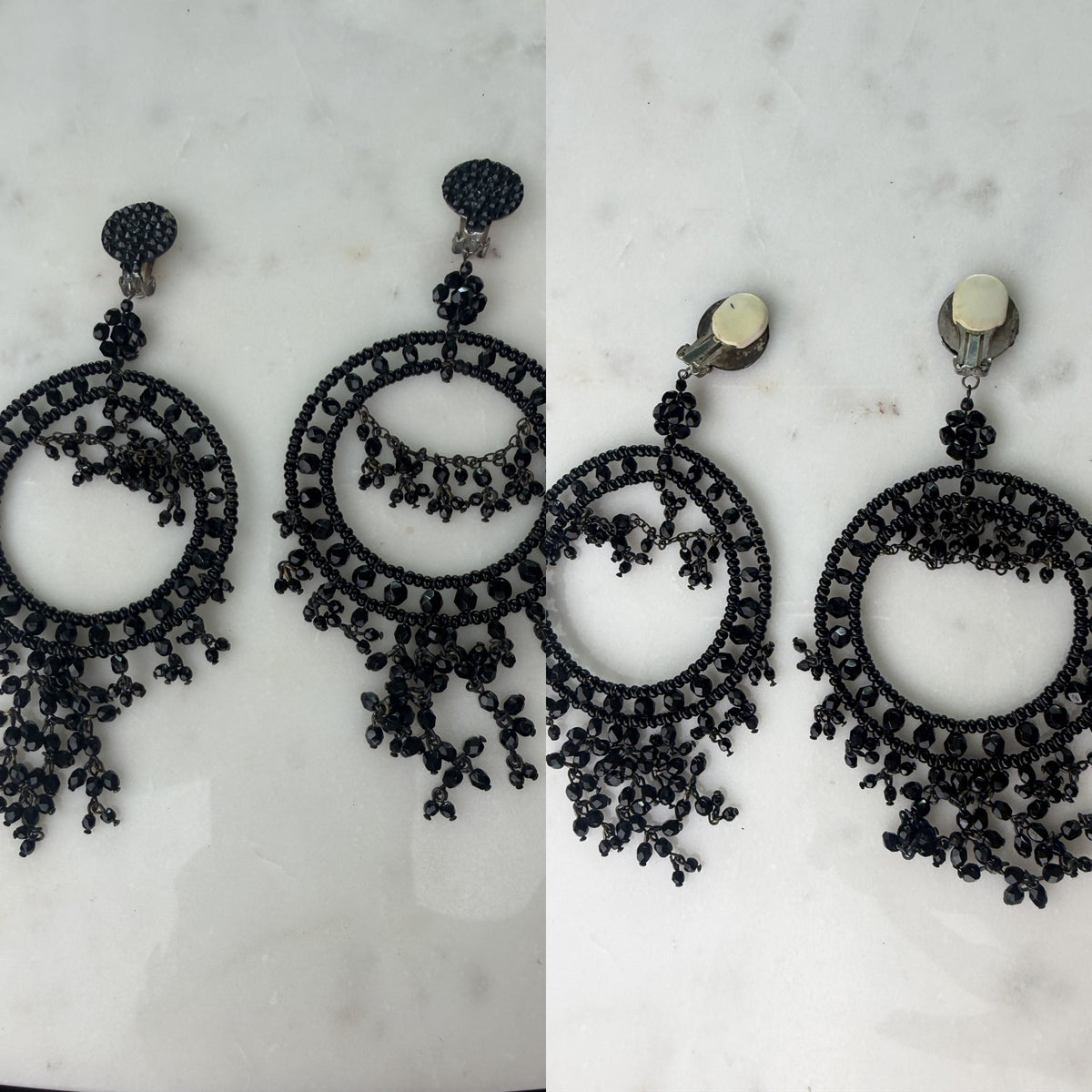 Black and Gunmetal Chandelier Clip-On Earrings - photo 5