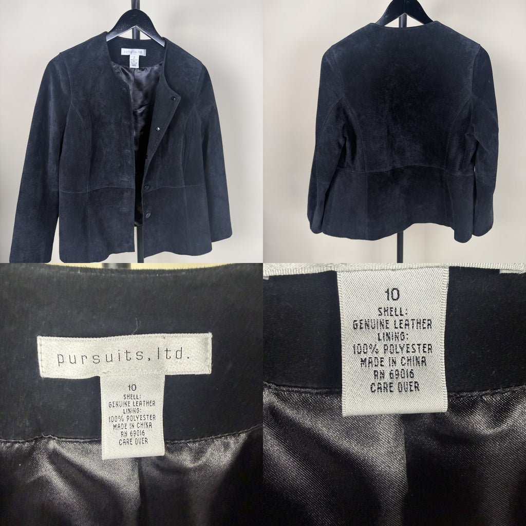 Pursuits, Ltd. Black Suede Leather Jacket Size 10 - photo 6