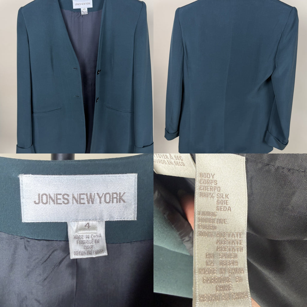 Jones New York Collarless Silk Blazer - photo 6