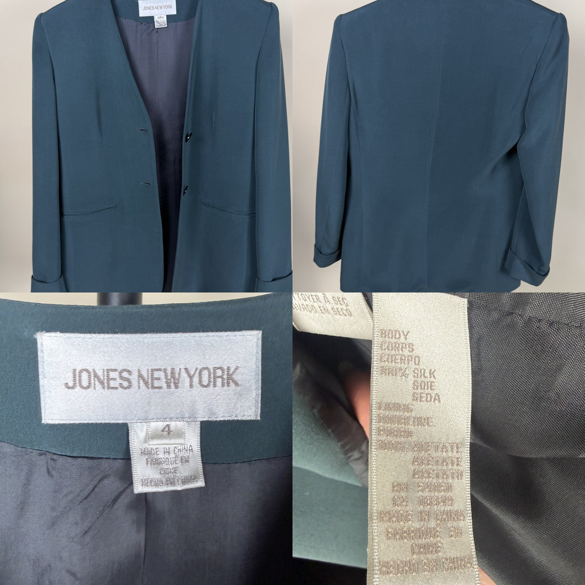 Jones New York Collarless Silk Blazer - photo 6