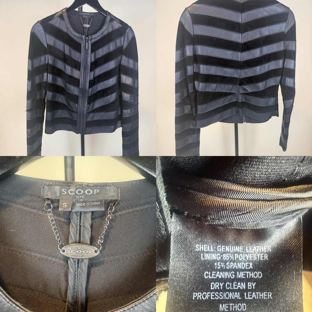 SCOOP NYC Black Leather and Suede Patchwork Jacket - photo 6