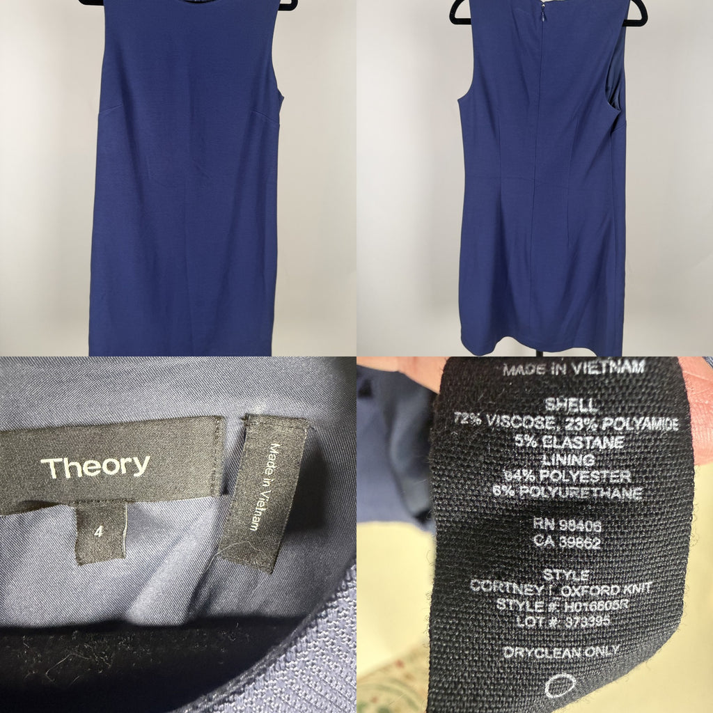 Theory Sleeveless Sheath Mini Dress - Medium Blue/Periwinkle Pique Knit - photo 6