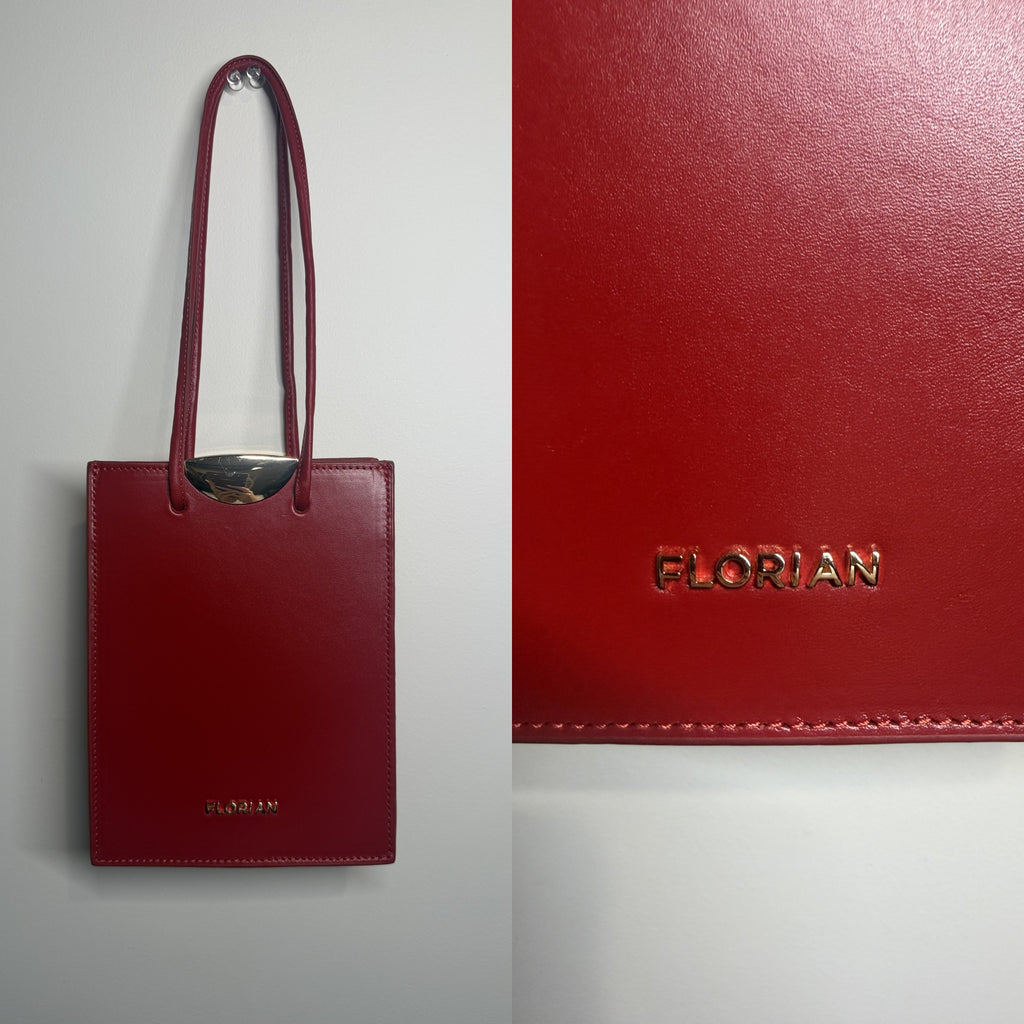 FLORIAN Structured Mini Tote in Red with Gold Hardware - photo 5