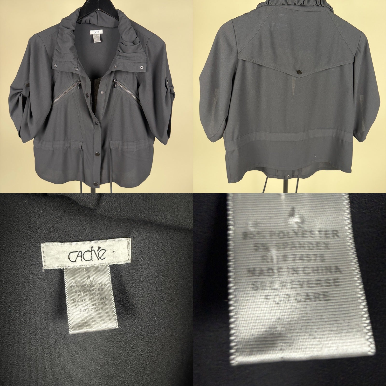 Cache 1990s Cropped Utility Jacket in Charcoal Grey - photo 6
