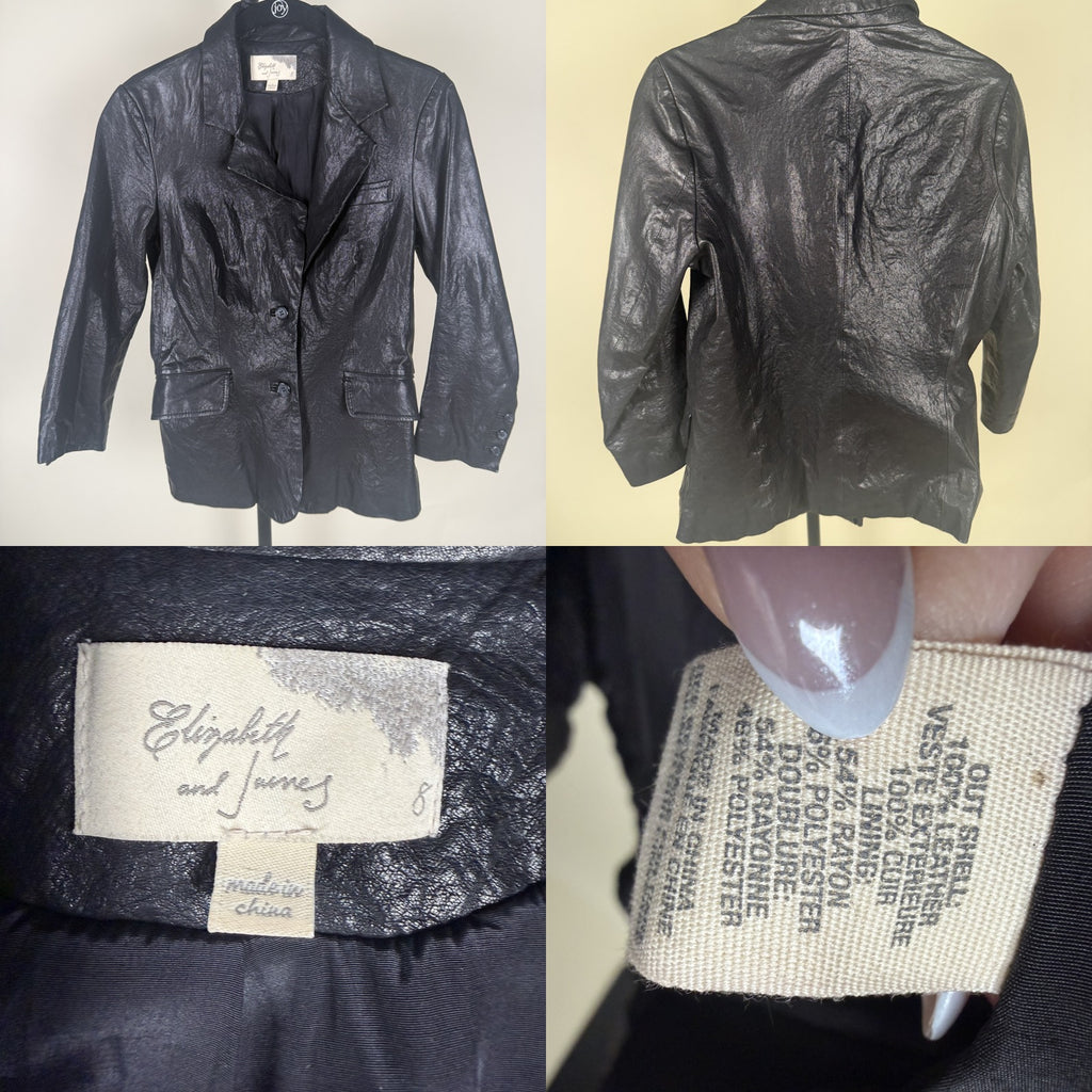 Elizabeth and James Black Faux Leather Blazer Jacket - photo 6