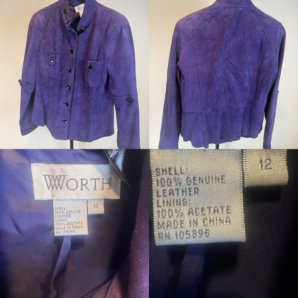 WORTH Purple Suede Jacket with Navy Lining - photo 6