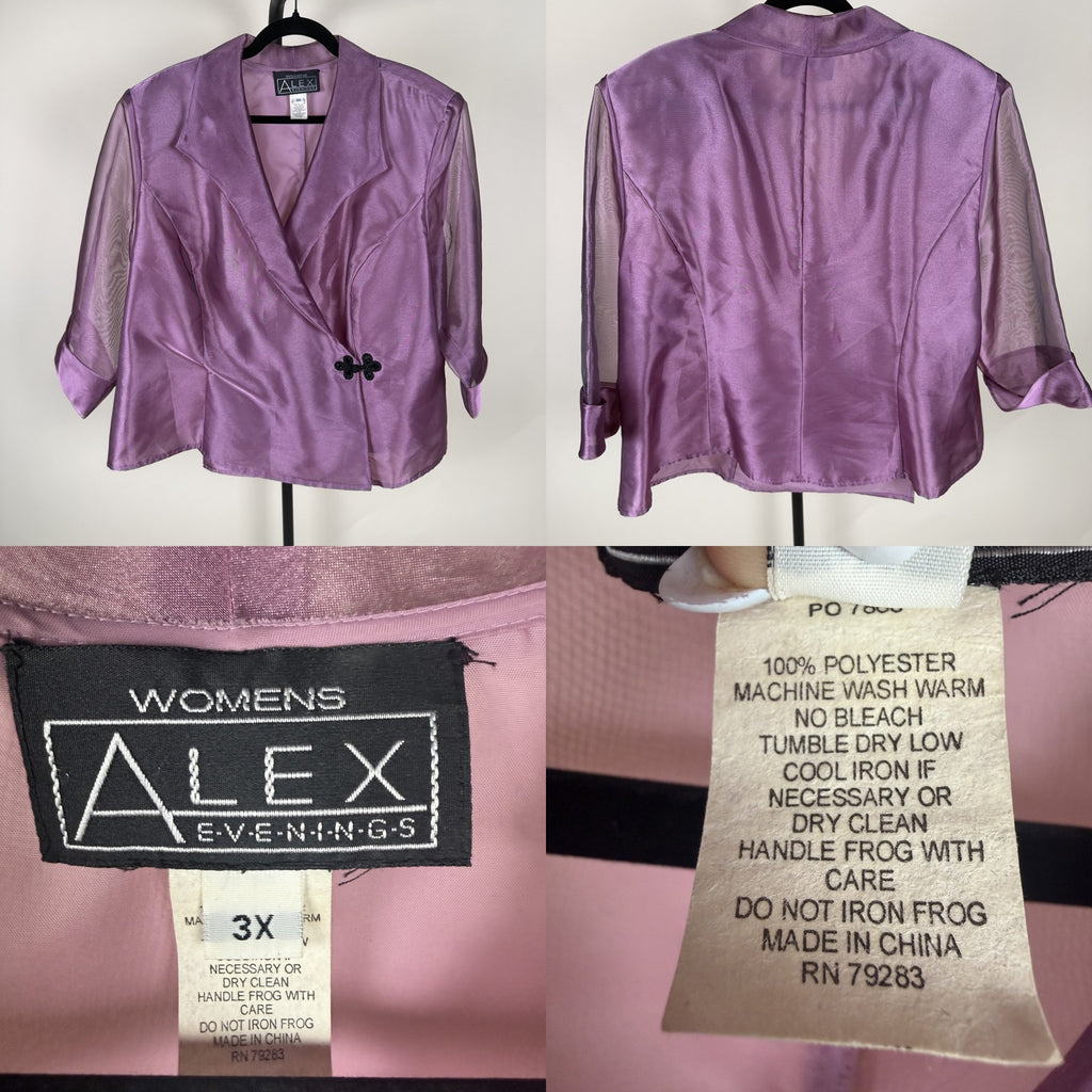 Alex Evenings Iridescent Polyester Evening Jacket, 3X - photo 6