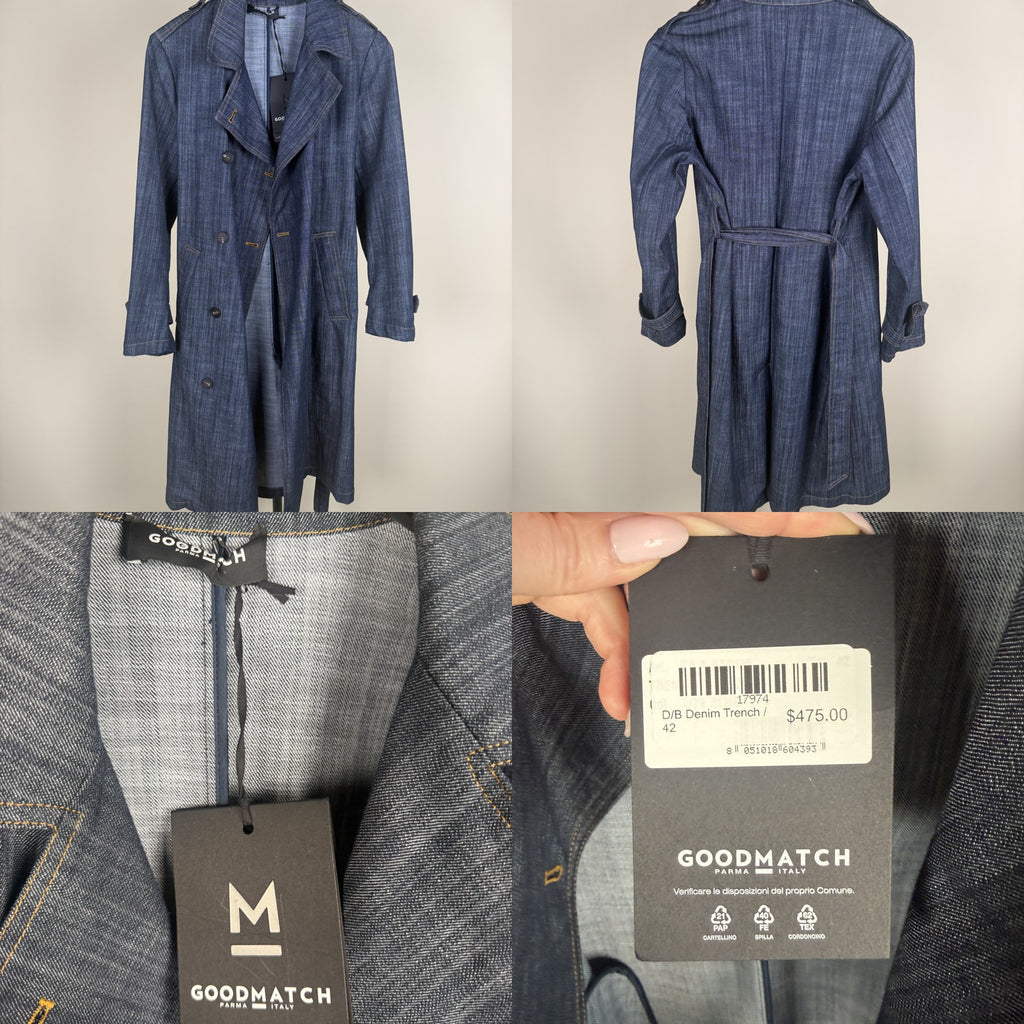 GOODMATCH Double-Breasted Denim Trench Coat - Medium-Dark Indigo Blue, NWT - photo 6