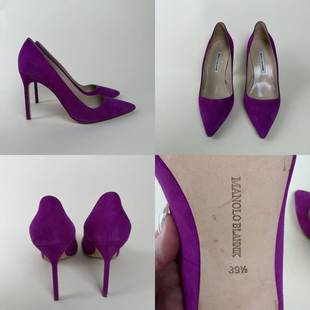 Manolo Blahnik Bright Purple Suede Pointed-Toe Stiletto Pumps - photo 6