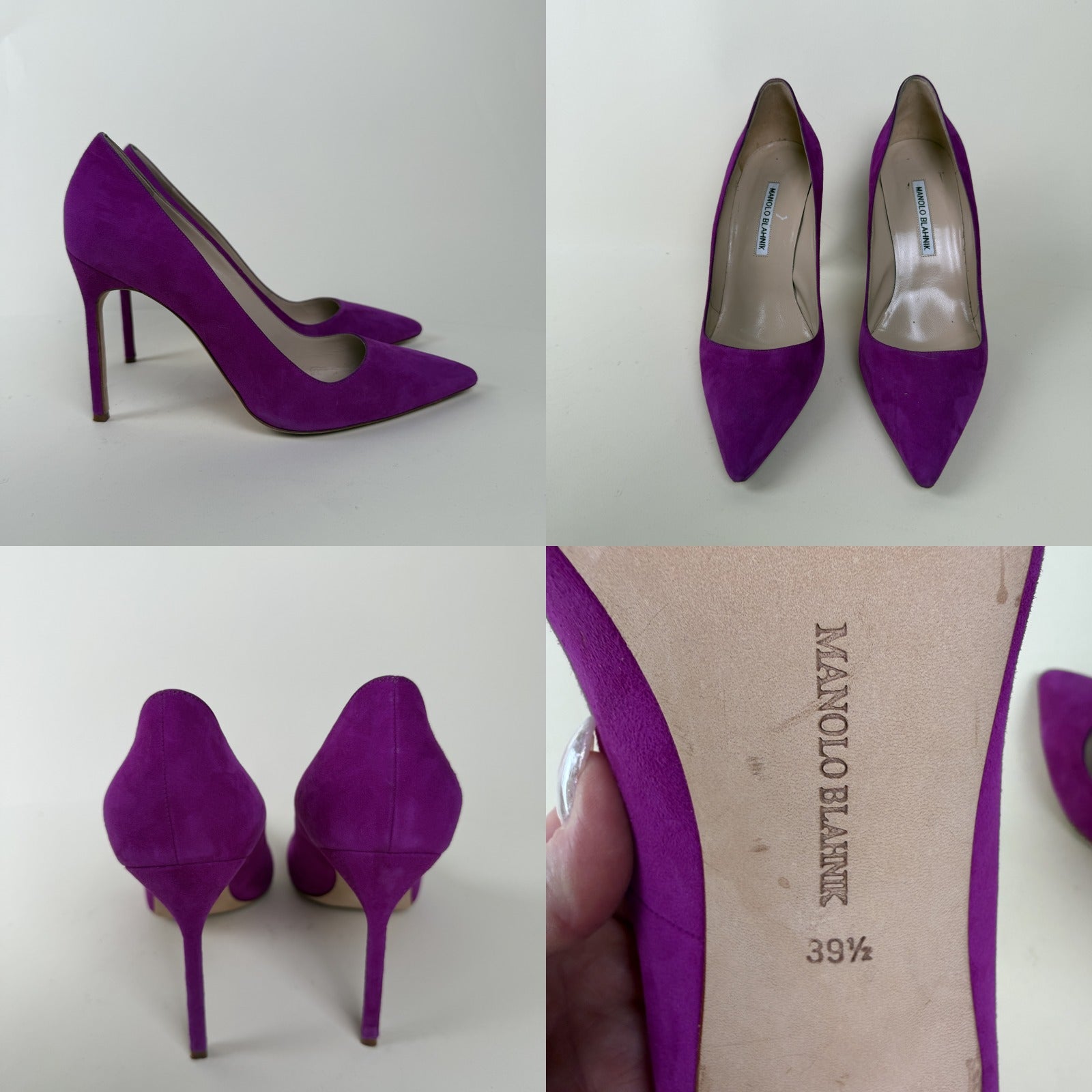 Manolo Blahnik Bright Purple Suede Pointed-Toe Stiletto Pumps - photo 6