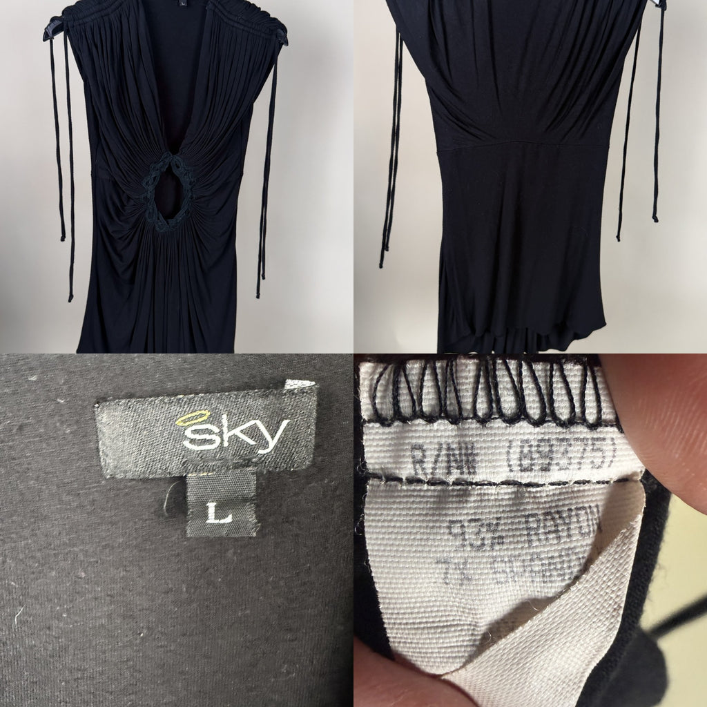 Black Ruched Sleeveless Top with Cutout - Sky - photo 6