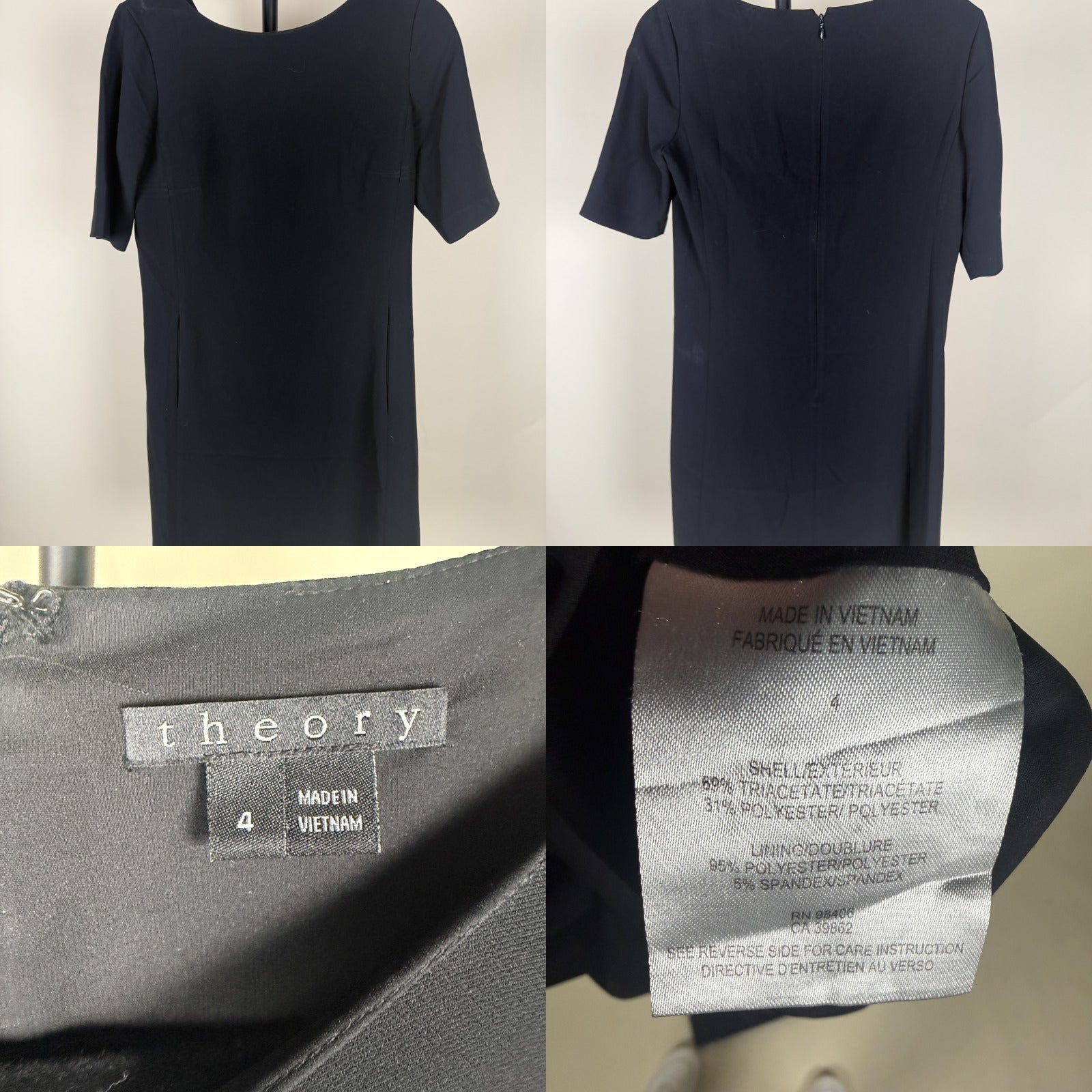 Theory Navy Short-Sleeve Shift Mini Dress - photo 6