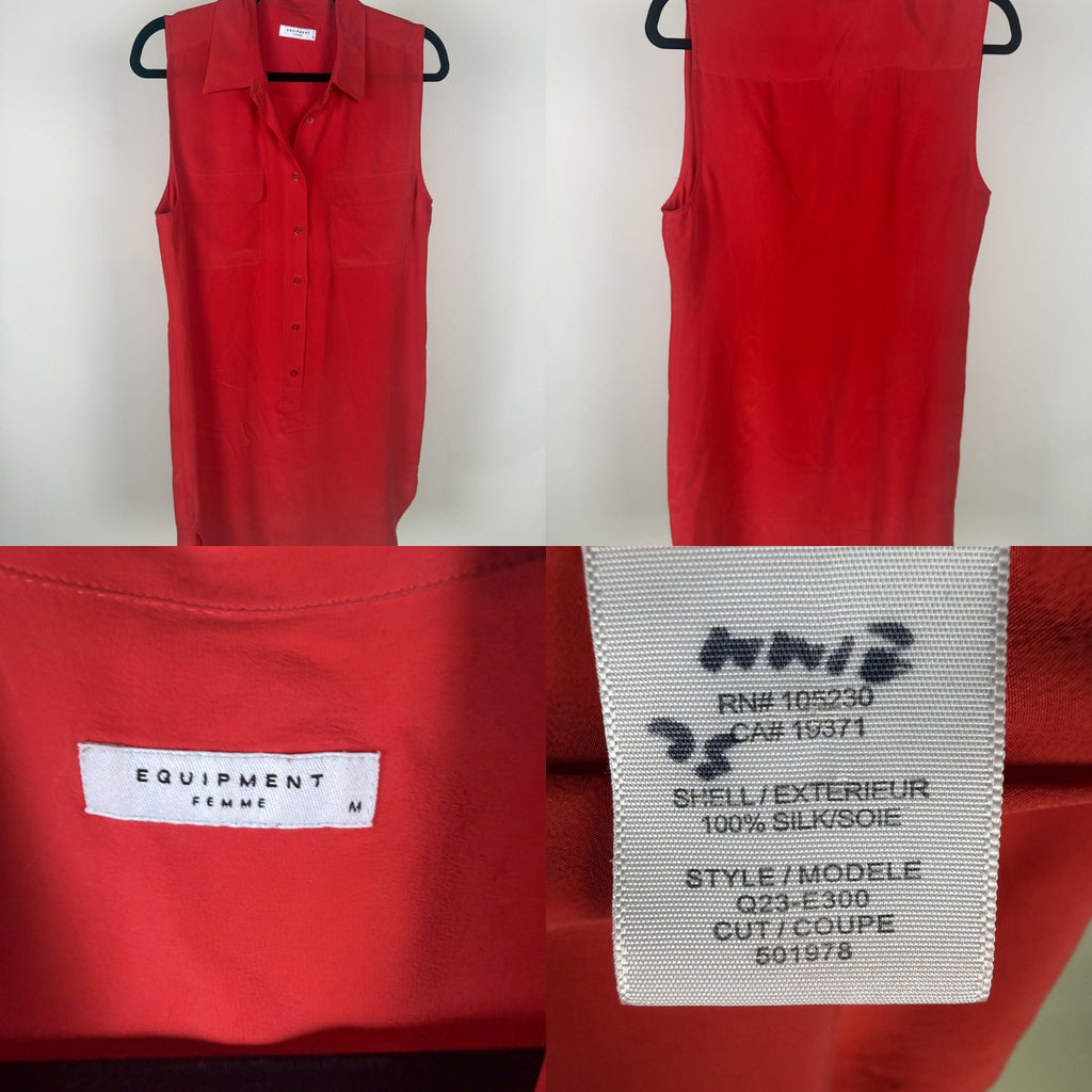 Equipment Femme 100% Silk Sleeveless Button-Front Blouse in Red - photo 6
