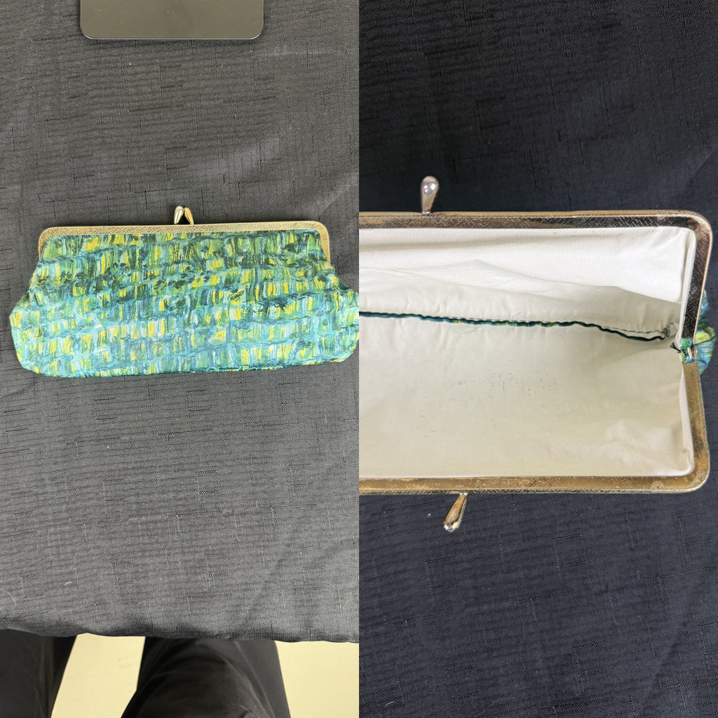 Multicolor Abstract Brushstroke Fabric Clutch with Gold-Tone Kiss-Lock Frame - photo 5